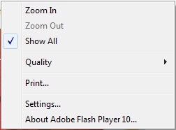standard context menu